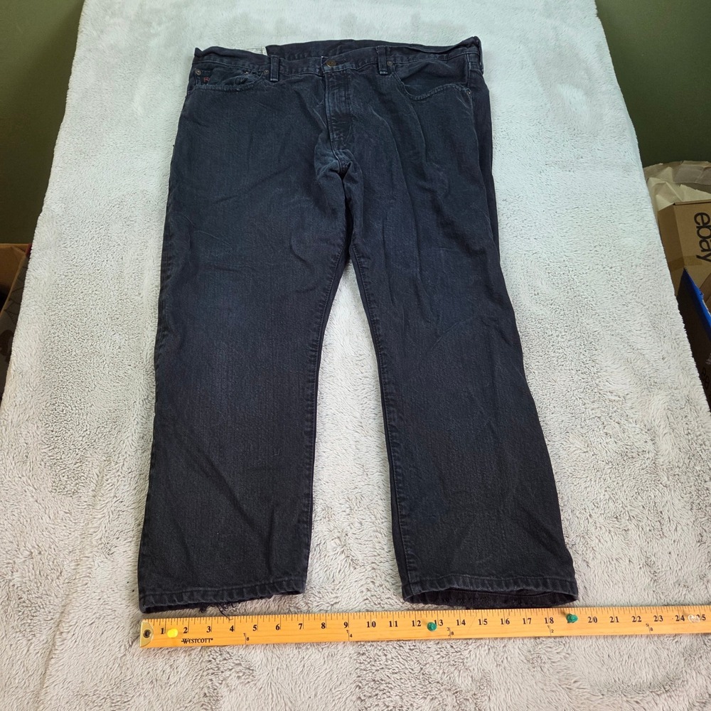 Polo Ralph Lauren Hampton Straight Jeans Men 38x30 Denim Hudson Black Distressed